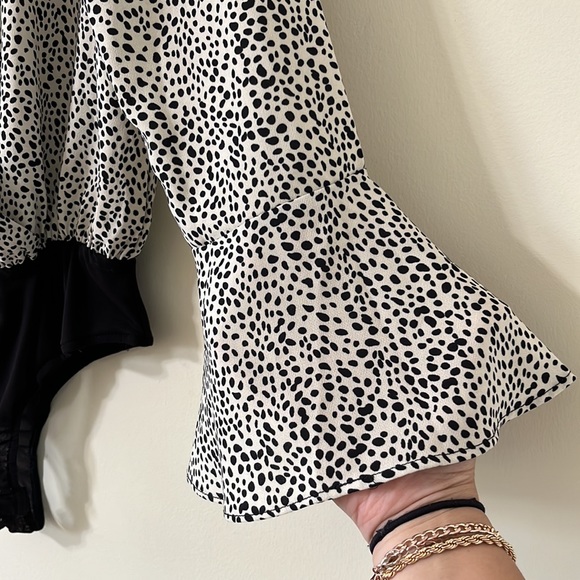 Lulus Always Lovely Ivory And Black Print Long Sleeve Bodysuit Size Small - Picture 7 of 14